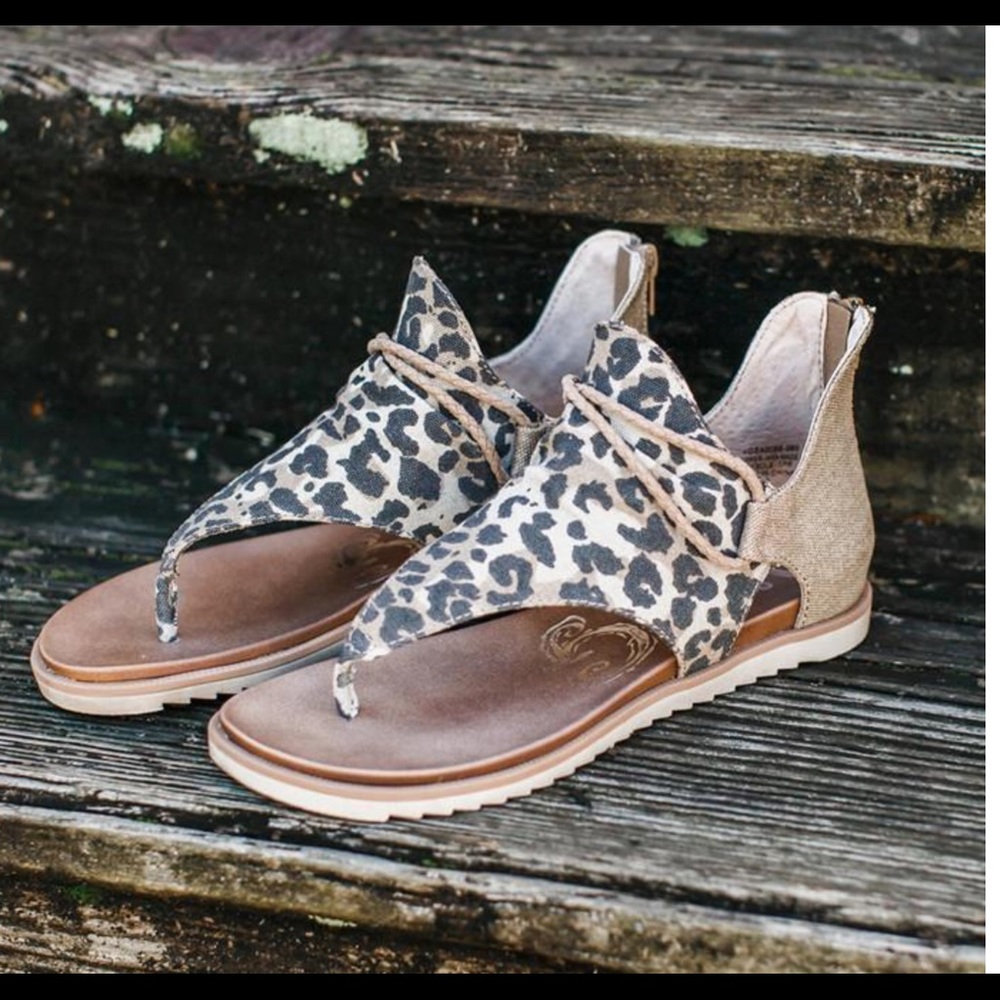 Women's Summer Leopard Printed Zipper Flat Sandals